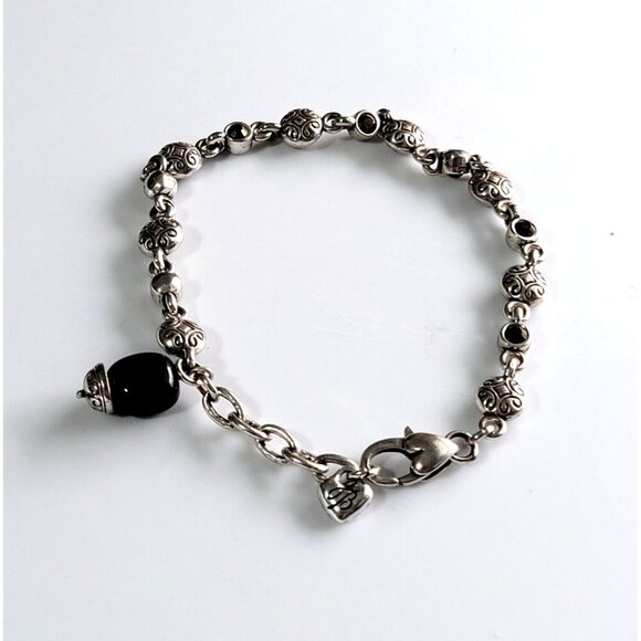 Brighton Rigoletto Silver Tone Black Crystal Bracelet Retired 8” - Picture 1 of 4